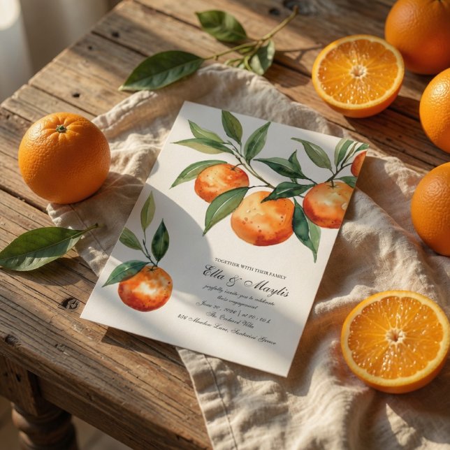 Citrus Engagement | Mediterranean Orange Inbjudningar (Skapare uppladdad)