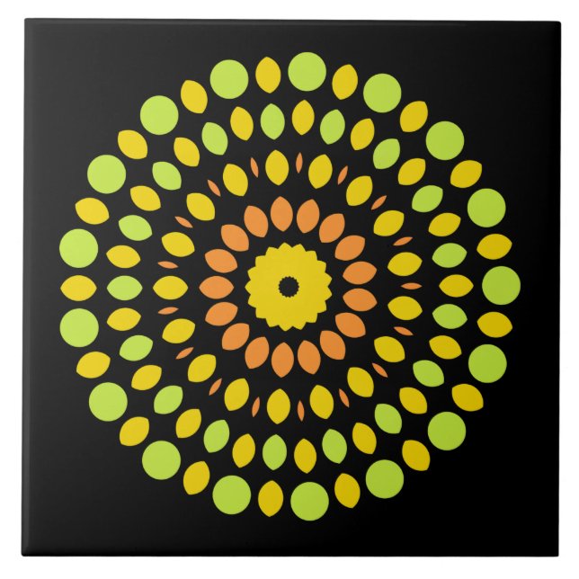 Citrus färg, grönt, gult, orange kakelplatta (Framsidan)