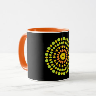 Citrus färg, grönt, gult, orange mugg