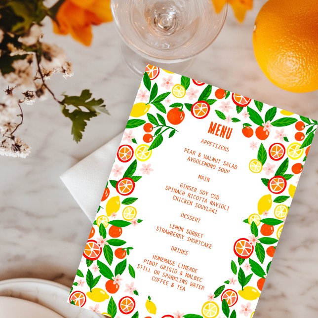 Citrus Firande ANPASSNINGSBAR fet Summer LEMON LIM Meny (Citrus Celebration CUSTOM Bold Summer Bridal Wedding Birthday BBQ LEMON LIME ORANGE Menu
)
