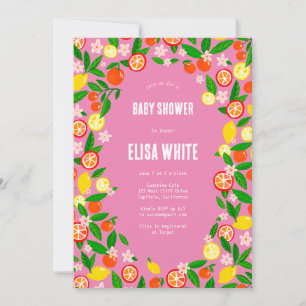 Citrus Firande ANPASSNINGSBAR QR Code BABY SHOWER Inbjudningar