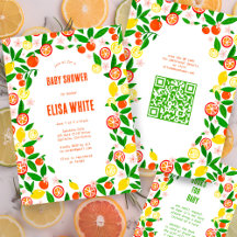 Citrus Firande ANPASSNINGSBAR QR Code BABY SHOWER