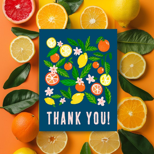 Citrus Firande Anpassningsbar Tack Lemons Orangar Vykort (Citrus Celebration Custom Colorful Lemons Oranges Thank You Postcard
)