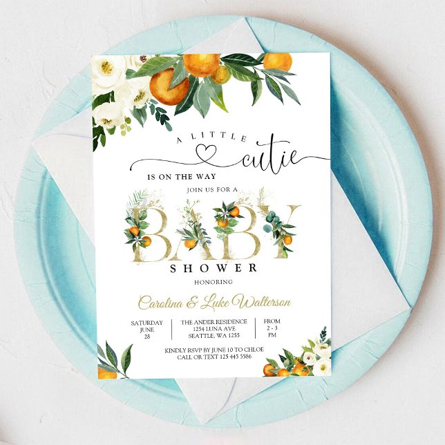 Citrus Floral Baby Shower Invitation Inbjudningar (Skapare uppladdad)