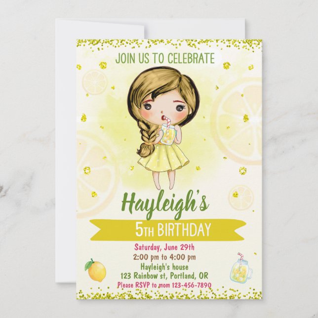 Citrus-födelsedag Lemonade party Inbjudningar (Framsida)