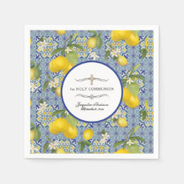 Citrus Foliage 1st Communion Blue Pappersservett