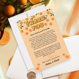 Citrus Fruit Cutie Orange Peach Baby Shower Modern Tack Kort