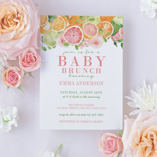 Citrus Fruit & Flowers Baby Brunch Inbjudningar (Skapare uppladdad)