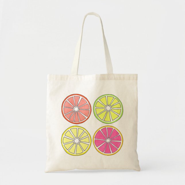 Citrus Fruit (Grapefruit Lemon Lime Orange) Tote Tygkasse (Framsidan)