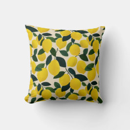 Citrus Fruit Lemon Pattern Yellow Mediterranean Kudde