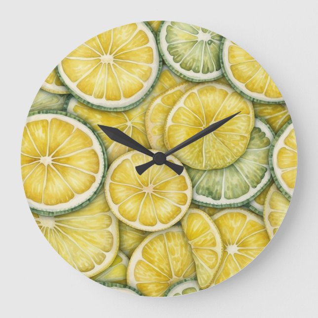 Citrus Fruit Lemon Wall Clock Stor Klocka (Framsida)