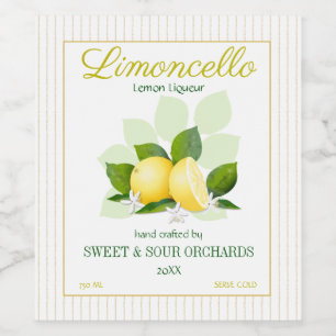 Citrus Fruit Limoncello Vinflaska Etikett
