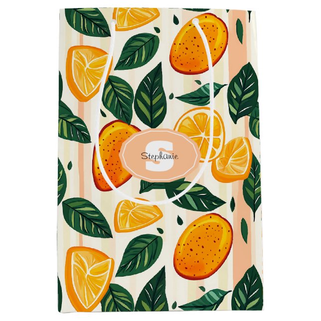 Citrus Fruit Mönster med Grönt Löv (Framsidan)
