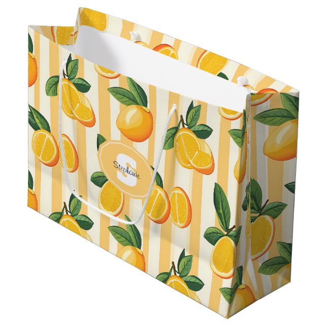 Citrus Fruit Mönster med Grönt Löv (3) (Framsidan Vinklad)