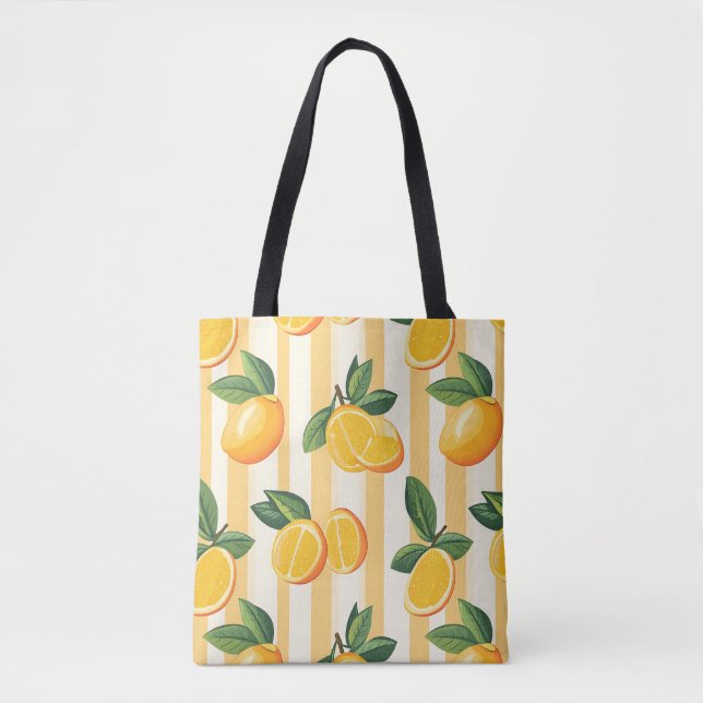 Citrus Fruit Mönster med Grönt Löv (3) Tygkasse (Framsida)