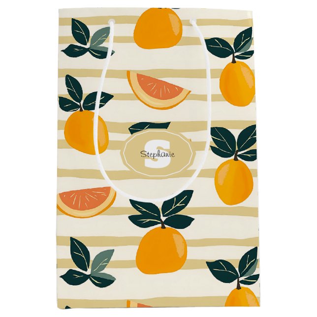 Citrus Fruit Mönster med Grönt Löv (4) (Framsidan)