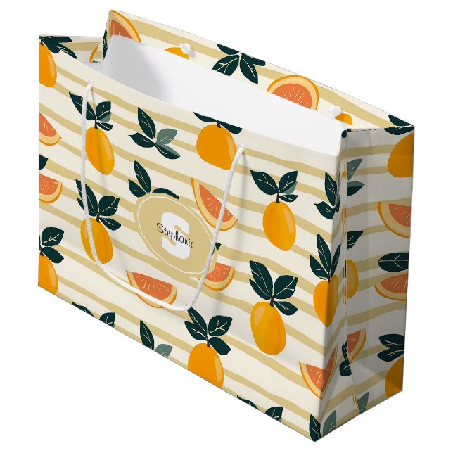 Citrus Fruit Mönster med Grönt Löv (4) (Framsidan Vinklad)