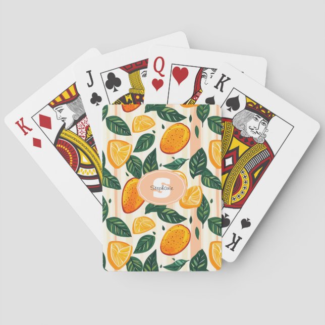 Citrus Fruit Mönster med Grönt Löv Casinokort (Baksidan)