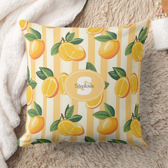 Citrus Fruit Mönster med Grönt Löv () Kudde (Filt)