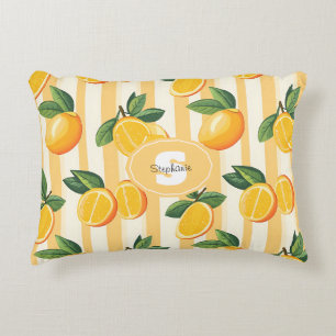 Citrus Fruit Mönster med Grönt Löv () Prydnadskudde