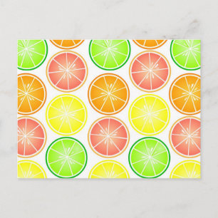 Citrus Fruit Print - Lemon Lime Orange Grapefruit Vykort