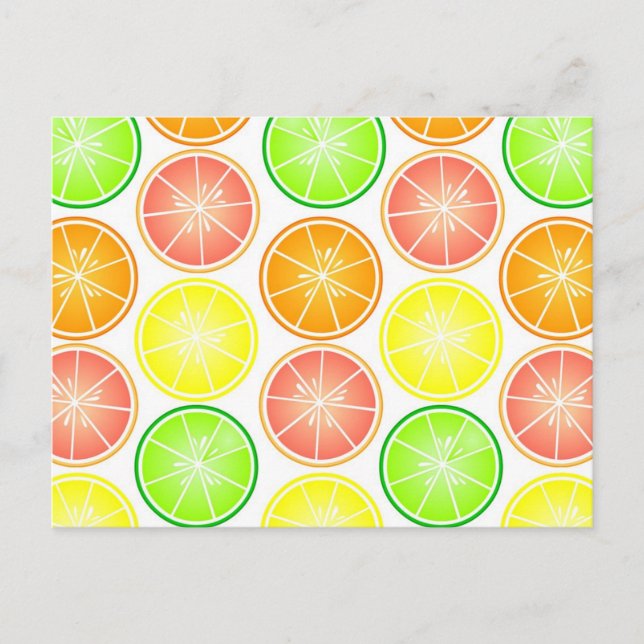 Citrus Fruit Print - Lemon Lime Orange Grapefruit Vykort (Framsida)