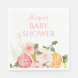 Citrus Fruit Rosa Baby Shower Pappersservett