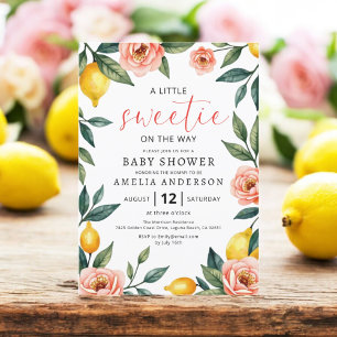 Citrus Fruit Rosa Blommigt, sommarbabyskor Inbjudningar
