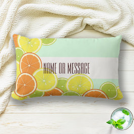 Citrus Fruit Slices Modern Mint Grönt Lumbarkudde