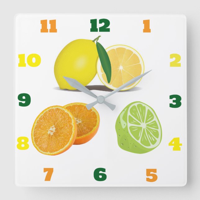 Citrus Fruit Wall Clock Fyrkantig Klocka (Framsida)