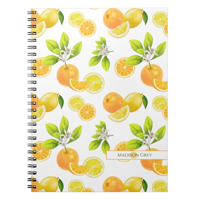 Citrus Fruits Art Oranges and Lemons Patten Anteckningsbok (Framsidan)