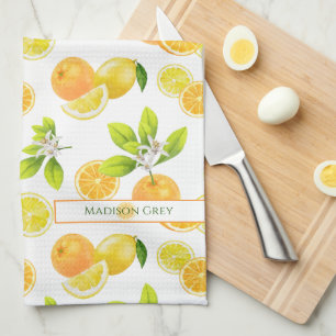 Citrus Fruits Art Oranges and Lemons Patten Kökshandduk