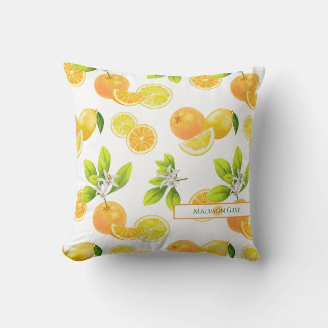 Citrus Fruits Art Oranges and Lemons Patten Kudde (Framsida)