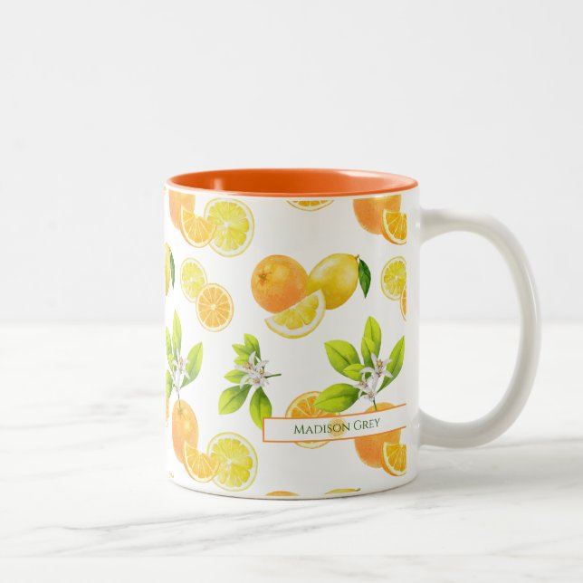 Citrus Fruits Art Oranges and Lemons Patten Två-Tonad Mugg (Höger)