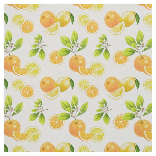 Citrus Fruits Art Oranges and Lemons Patten Tyg (Provkarta)