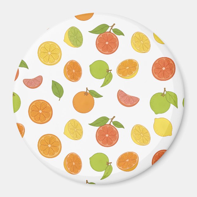 Citrus Fruits Mönster Magnet (Framsidan)