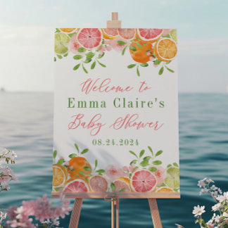 Citrus Frukt & Flowers Baby Shower Välkomsttecken Poster