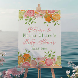 Citrus Frukt & Flowers Baby Shower Välkomsttecken Poster