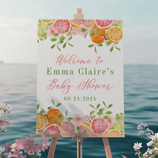 Citrus Frukt & Flowers Baby Shower Välkomsttecken Poster (Skapare uppladdad)