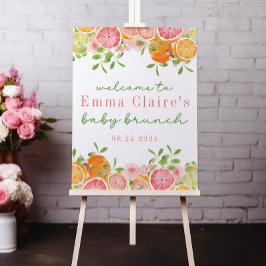 Citrus Frukt & Flowers Baby Shower Välkomsttecken Poster