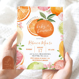 Citrus Frukt Sommar Baby Brunch Inbjudan