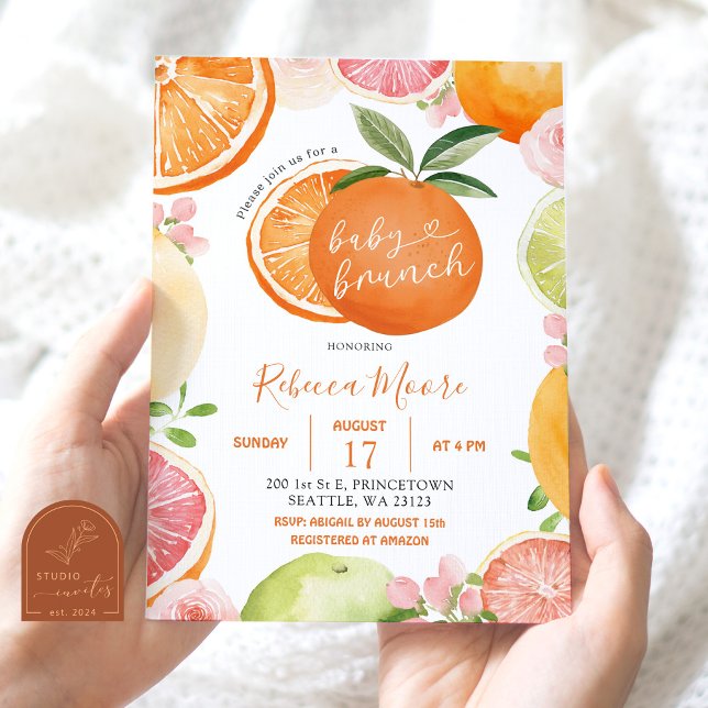 Citrus Frukt Sommar Baby Brunch Inbjudan (Skapare uppladdad)