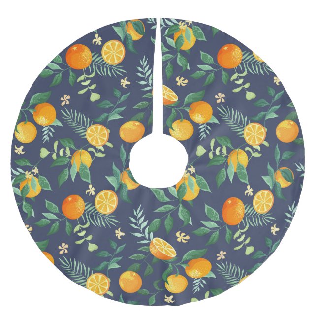 Citrus Fusion: Orangar med tropiskt mjöl Julgransmatta Borstad Polyester (Framsidan)