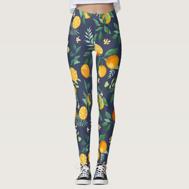 Citrus Fusion: Orangar med tropiskt mjöl Leggings (Framsida)