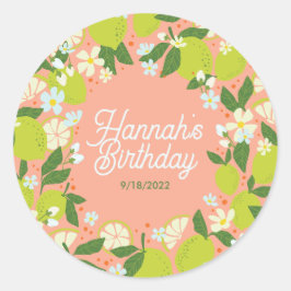 Citrus Garden Party Stickers - redigerbar text Runt Klistermärke