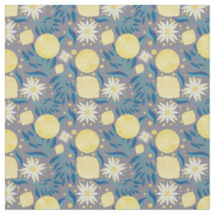 Citrus Grått-Blommigt Tyg