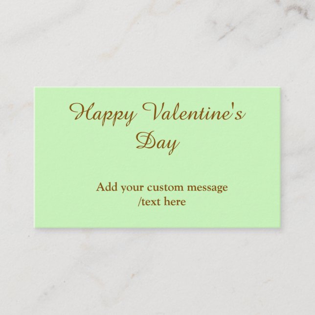 Citrus green brown happy Valentine's day simple  Visitkort (Framsida)