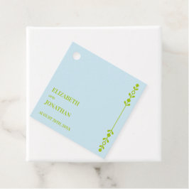 Citrus Green & Coastal Blue Wedding Gåvor Etiketter