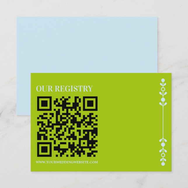 Citrus Green & Coastal Blue Wedding Registry Tilläggskort (Fram/baksida)