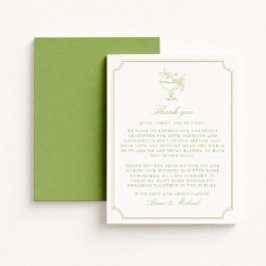 Citrus Green Double Frame  Wedding Thank You card Spara Datumet